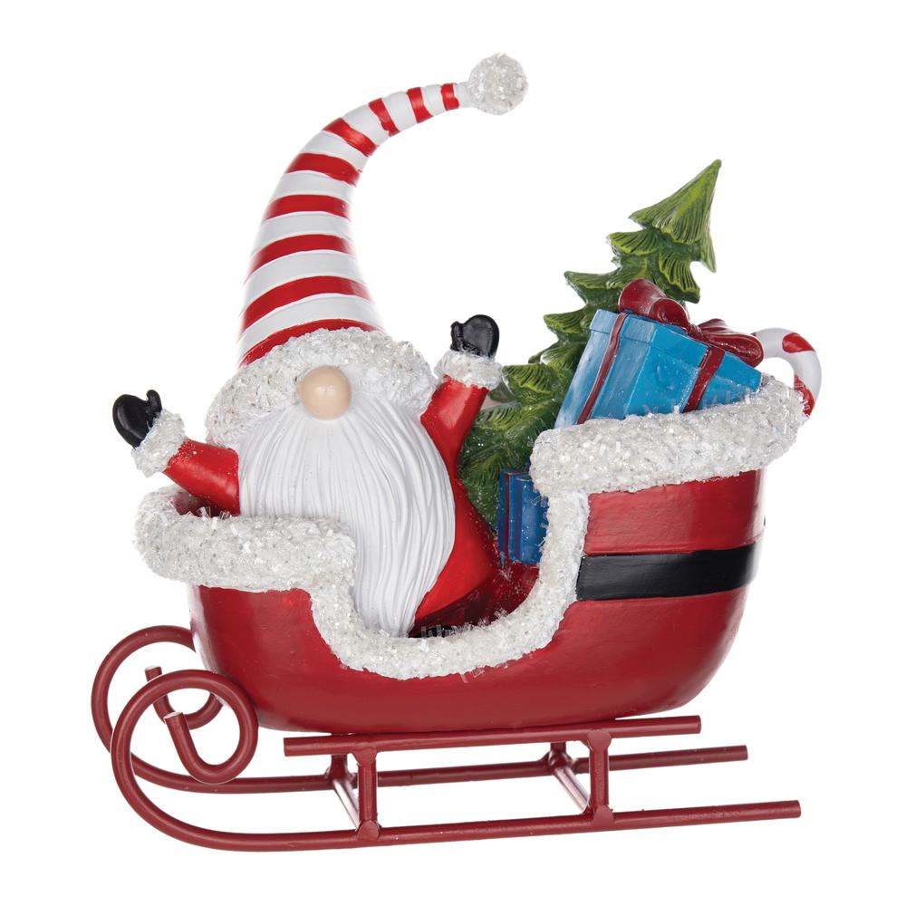 Gnome in Sleigh (Set of 2) 7.75"L x 8"H Resin/Metal. Picture 1