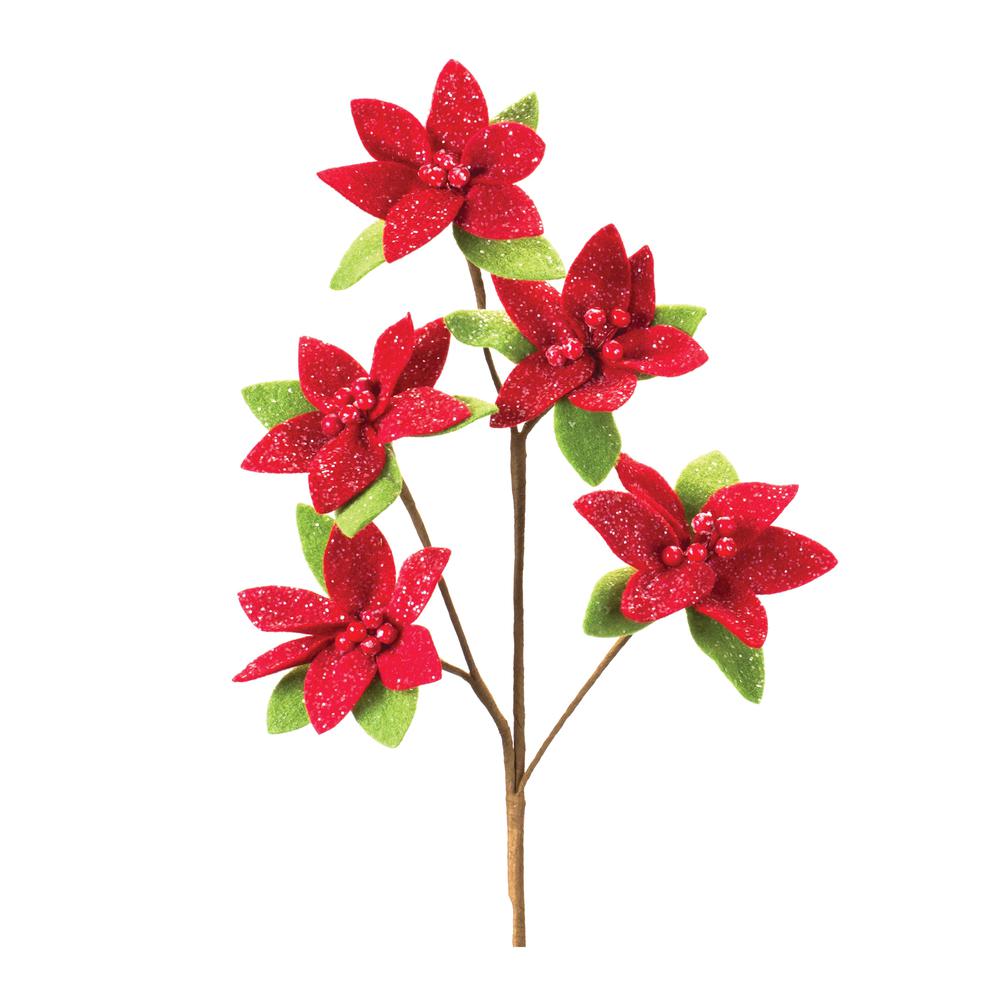 Poinsettia Spray (Set of 6) 26"H Polyester. Picture 1