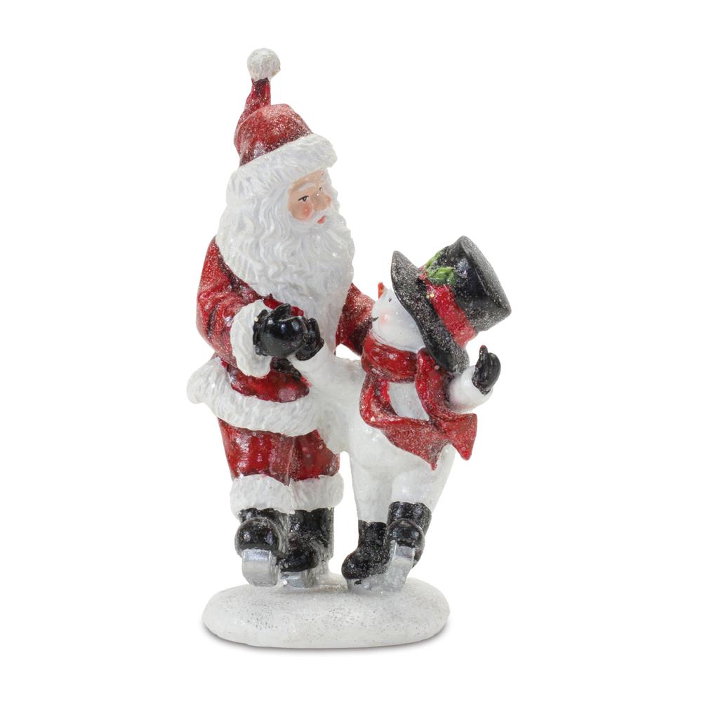 Santa and Snowman Skating (Set of 2) 6.25"H Resin. Picture 2