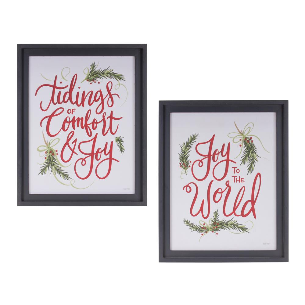Joy and Tidings Frame (Set of 2) 14.25"L x 17.75"H MDF. Picture 1