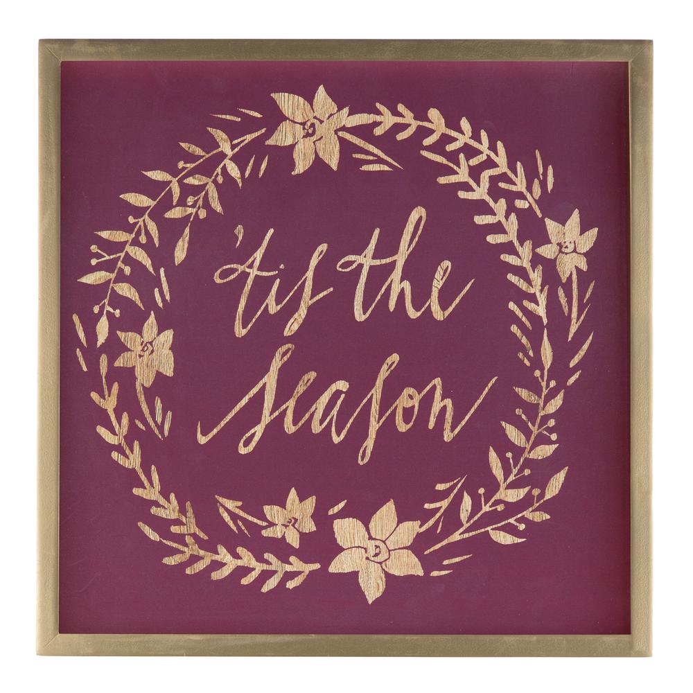 Merry Christmas and Tis The Season Frame (Set of 2) 15.75"SQ MDF/Paper. Picture 3