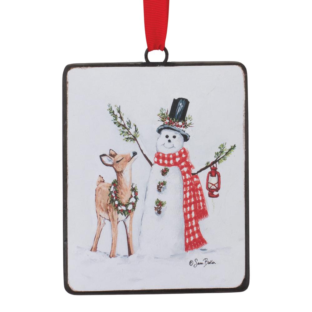 Snowman and Deer Ornament (Set of 12) 5.25"H Iron. Picture 1