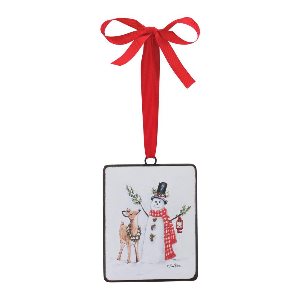 Snowman and Deer Ornament (Set of 12) 5.25"H Iron. Picture 2