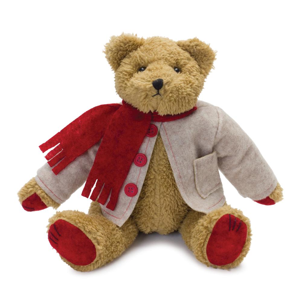 Teddy Bear w/Coat 14"H Polyester. Picture 1