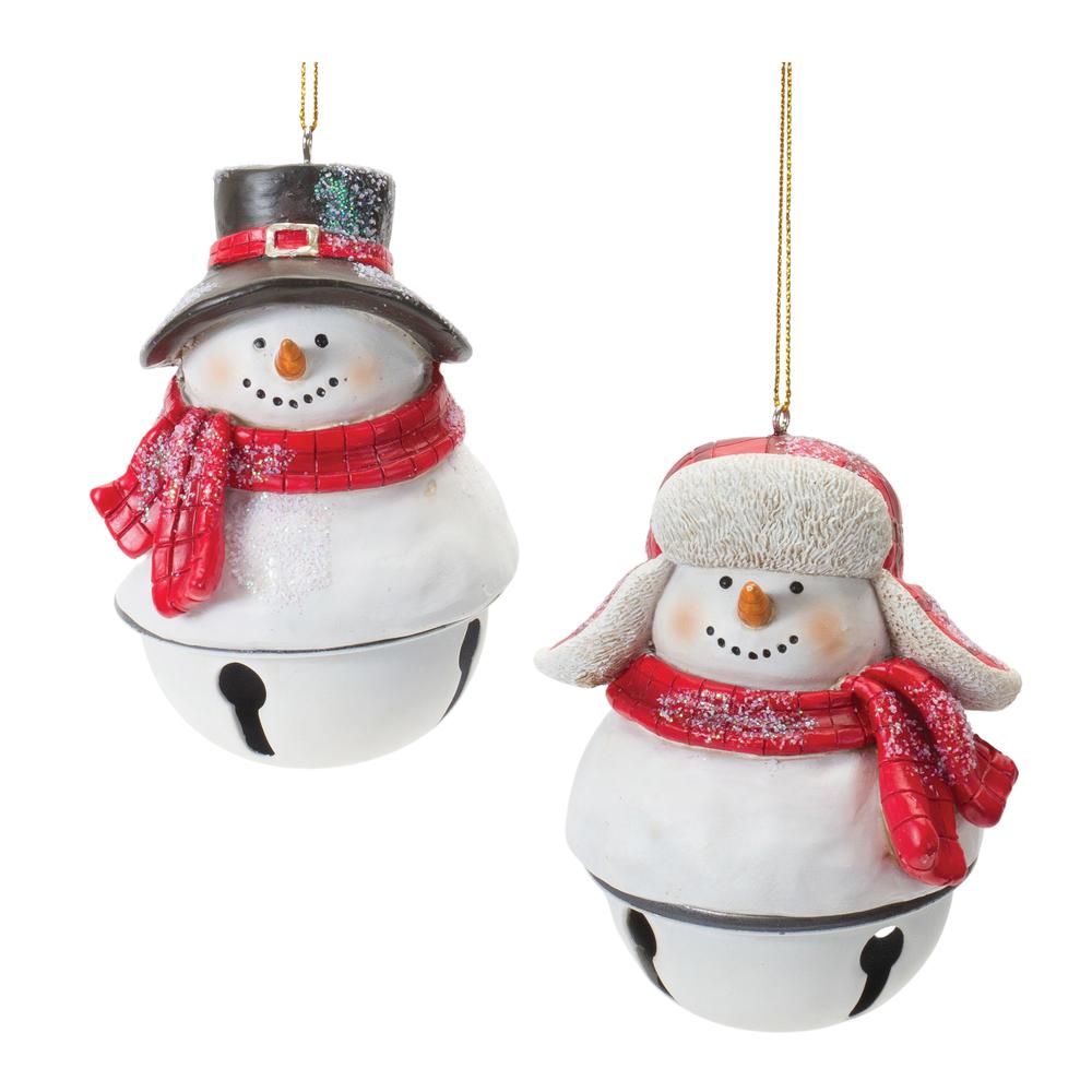 Snowman/Bell Ornament (Set of 12) 4.5"H Resin. Picture 1
