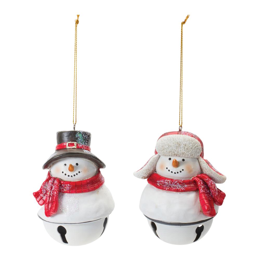Snowman/Bell Ornament (Set of 12) 4.5"H Resin. Picture 2
