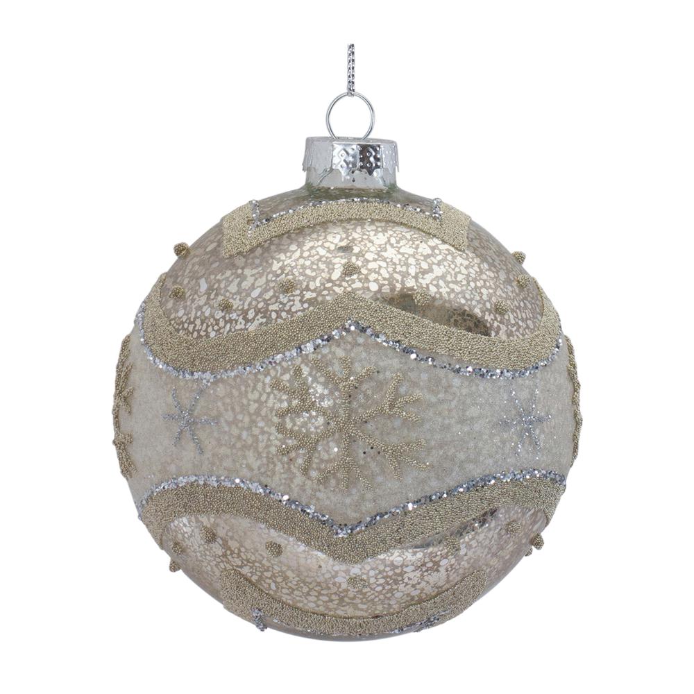 Ball Ornament (Set of 6) 4"D Glass. Picture 4