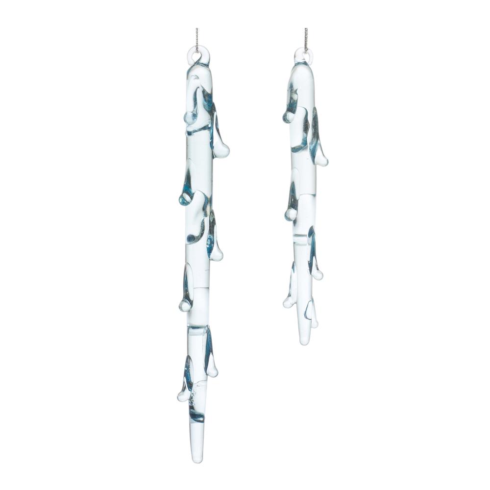 Icicle Ornament (Set of 12) 5"H, 7"H Glass. Picture 1