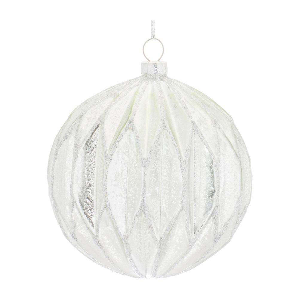 Ball Ornament (Set of 6) 4"D Glass. Picture 3