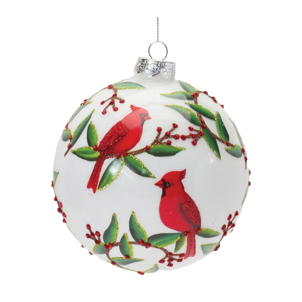 Cardinal Ball Ornament (Set of 6) 5"D Glass. Picture 1