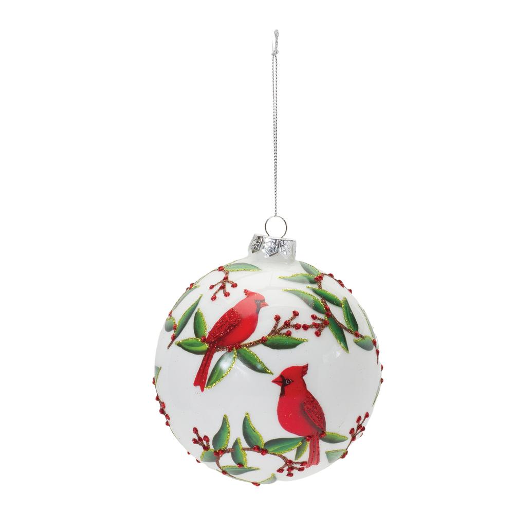 Cardinal Ball Ornament (Set of 6) 5"D Glass. Picture 2