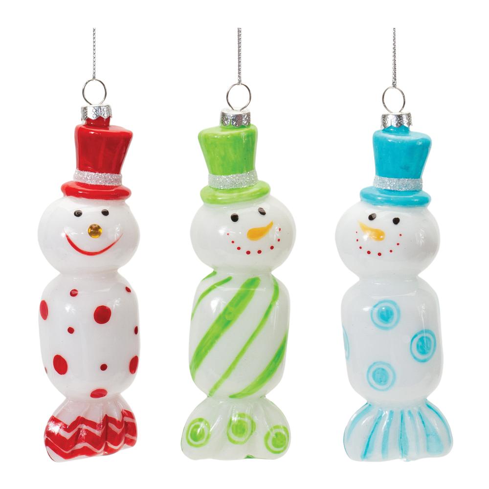 Candy Snowman Ornament (Set of 12 6.25"H Glass. Picture 1