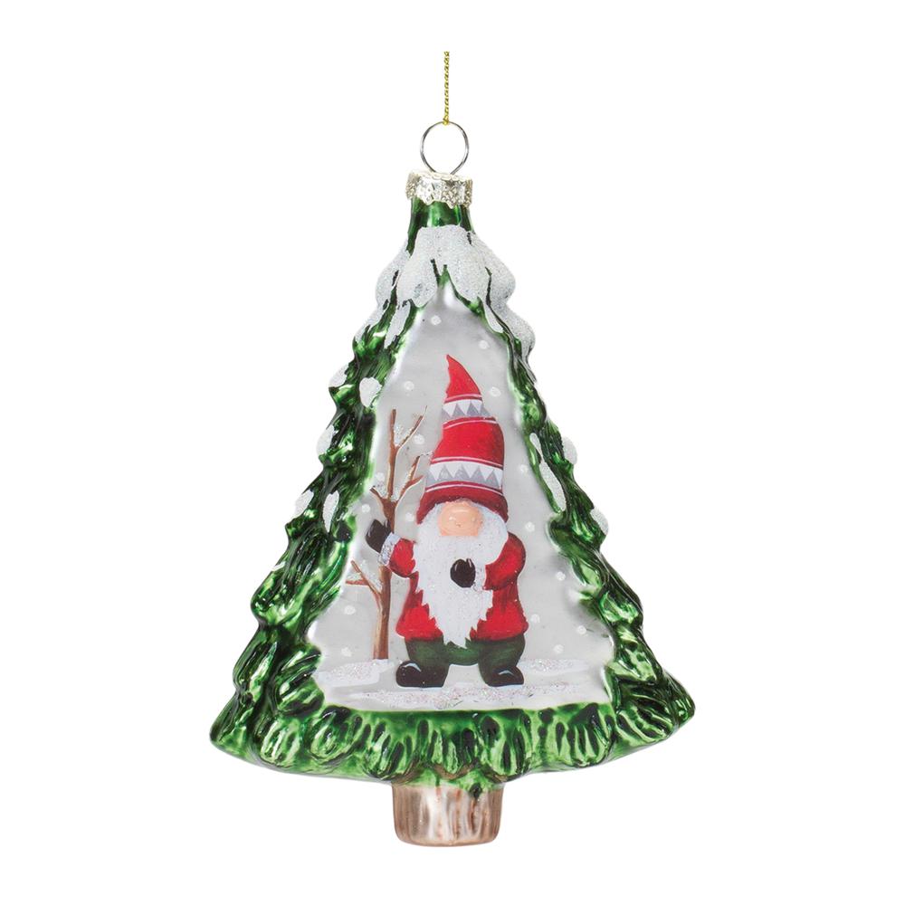 Gnome in Tree Ornament (Set of 12) 5.75"H Glass. Picture 4