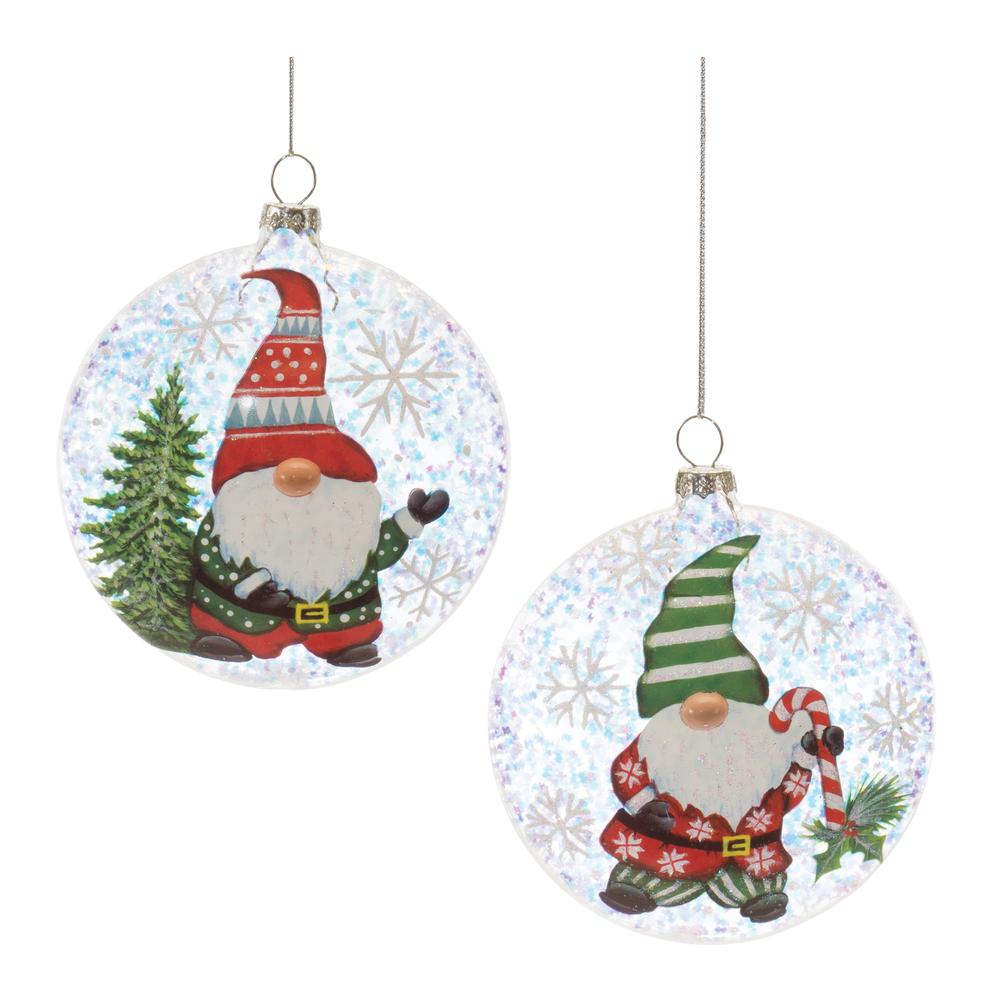Gnome Ball Ornament (Set of 12) 4"D Glass. Picture 1