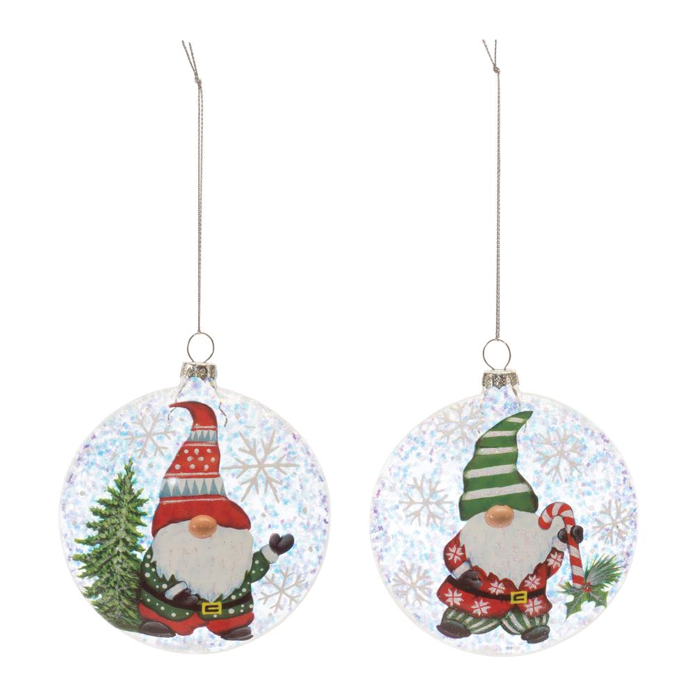 Gnome Ball Ornament (Set of 12) 4"D Glass. Picture 2