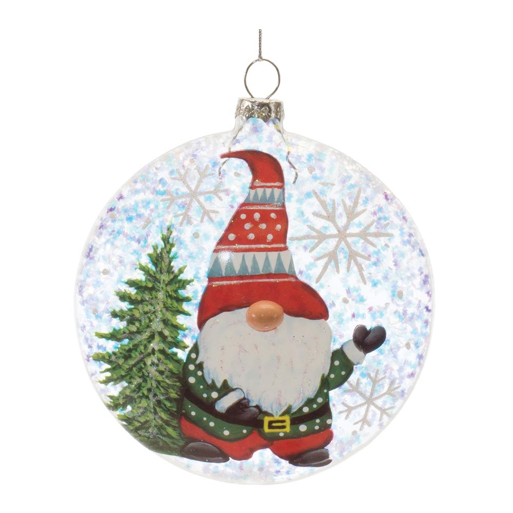Gnome Ball Ornament (Set of 12) 4"D Glass. Picture 3