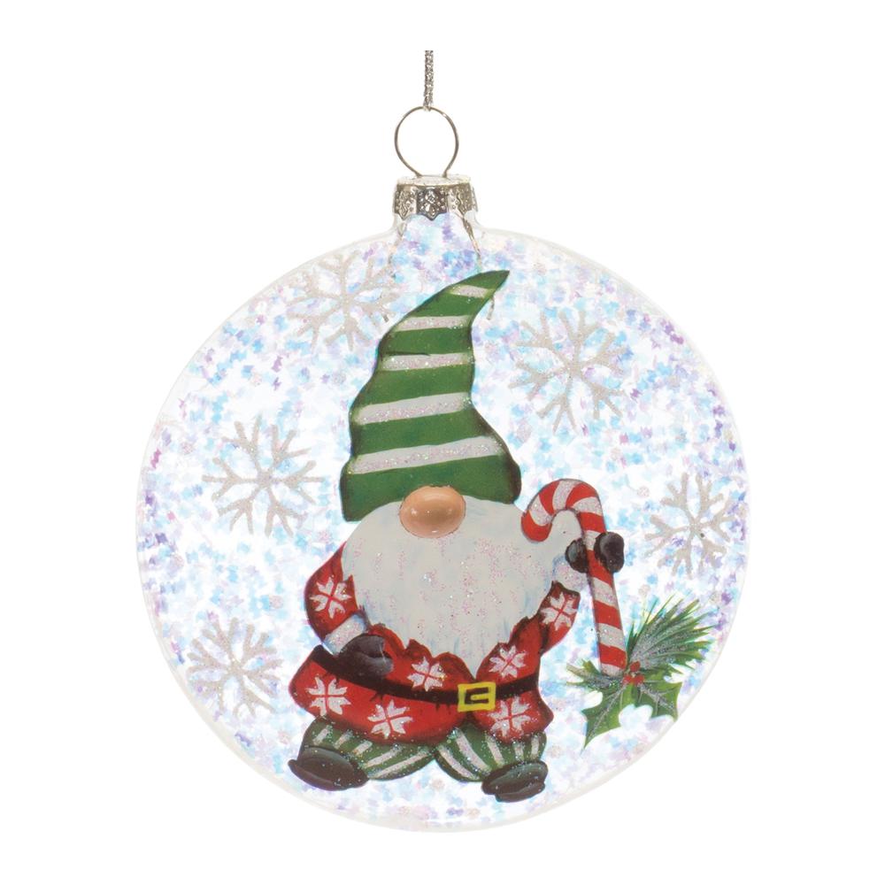 Gnome Ball Ornament (Set of 12) 4"D Glass. Picture 4