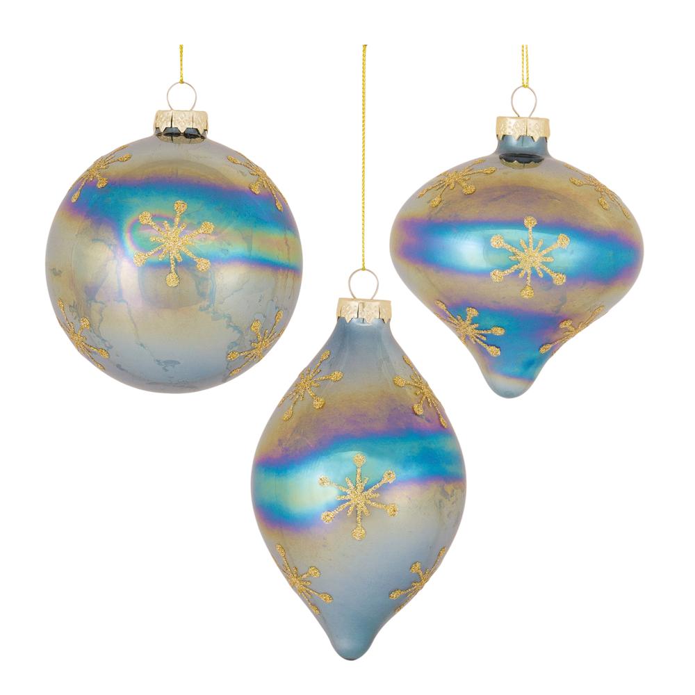 Ornament (Set of 6) 4".75"H, 4.75"H, 6"H Glass. Picture 1