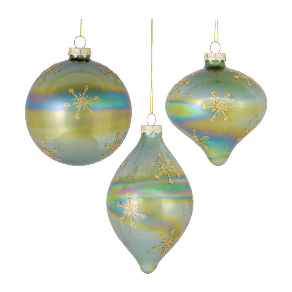 Ornament (Set of 6) 4".75"H, 4.75"H, 6"H Glass. Picture 1