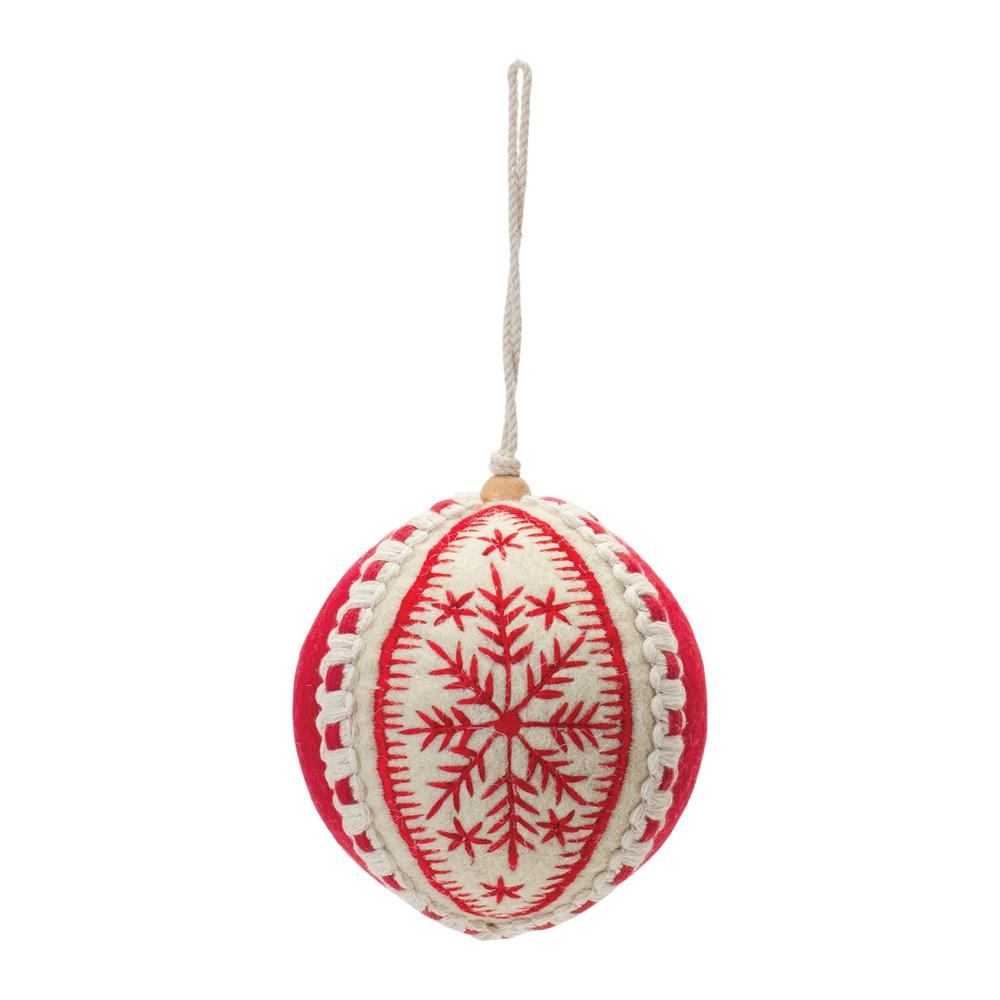Ball Ornament (Set of 4) 4"D Wool. Picture 2