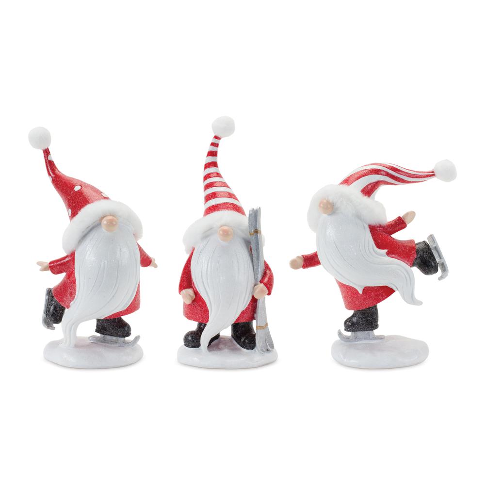 Winter Sport Gnome (Set of 3) 7"H, 8"H, 8.5"H Resin. Picture 1