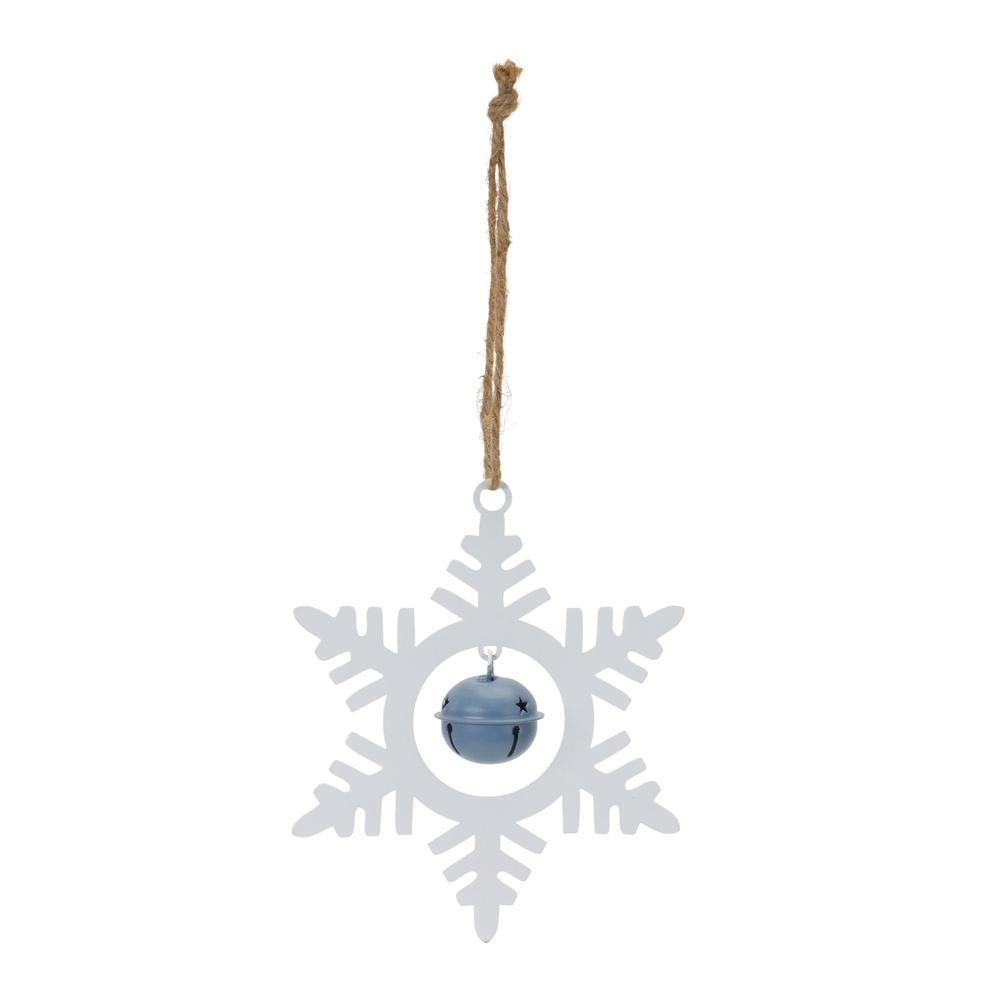 Snowflake Ornament w/Bell (Set of 12) 6.5"H Iron. Picture 2
