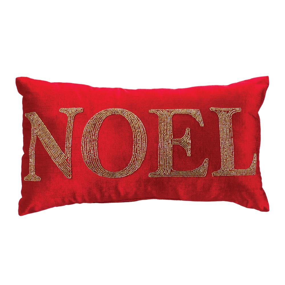 Joy and Noel Pillow (Set of 2) 19"L x 12"H Polyester. Picture 3