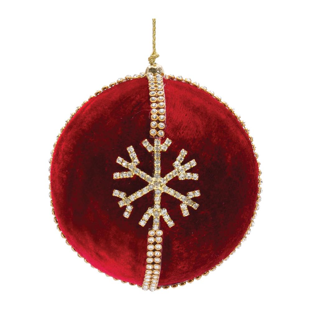 Ball Ornament w/Snowflake (Set of 4) 4"D Polyester. Picture 1
