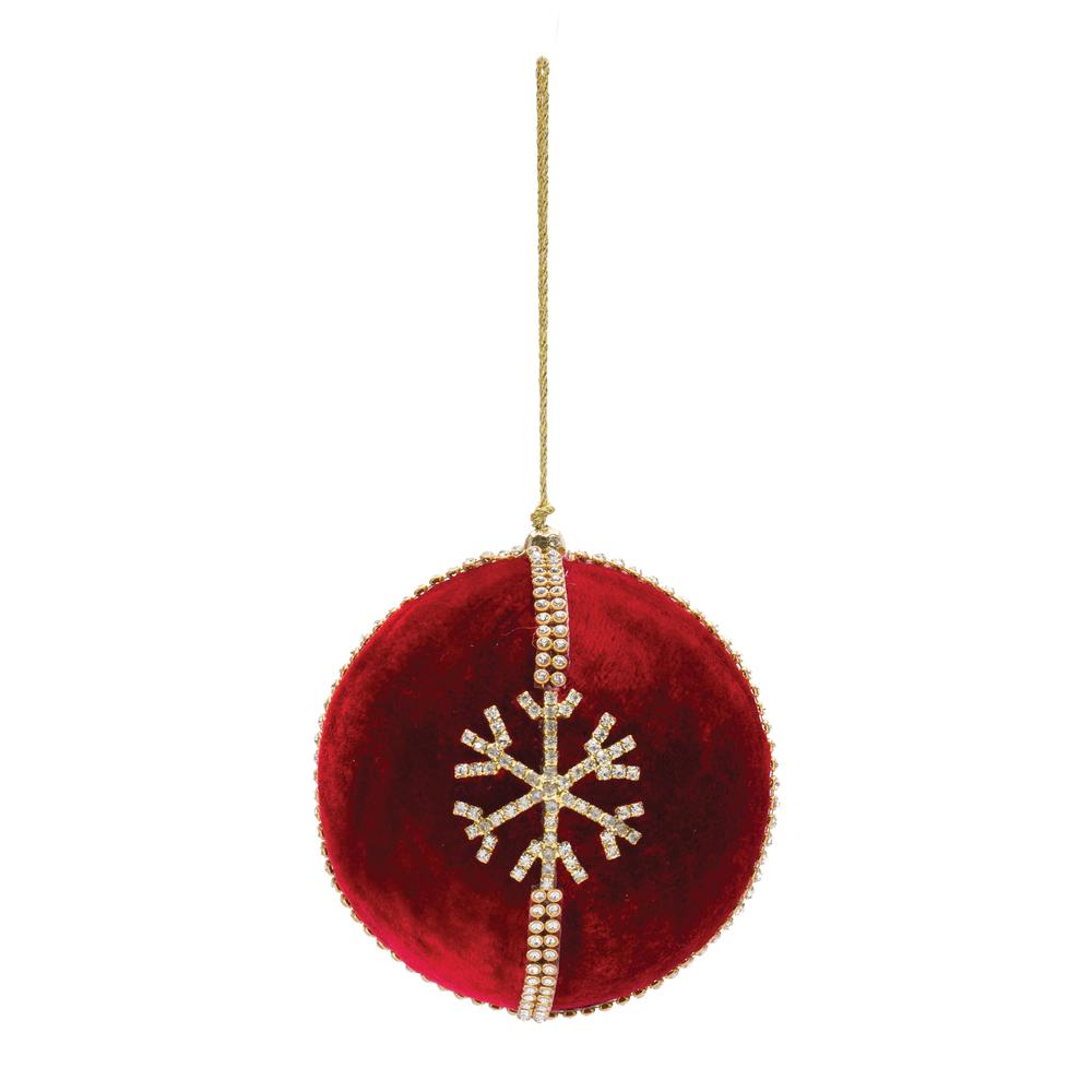 Ball Ornament w/Snowflake (Set of 4) 4"D Polyester. Picture 2