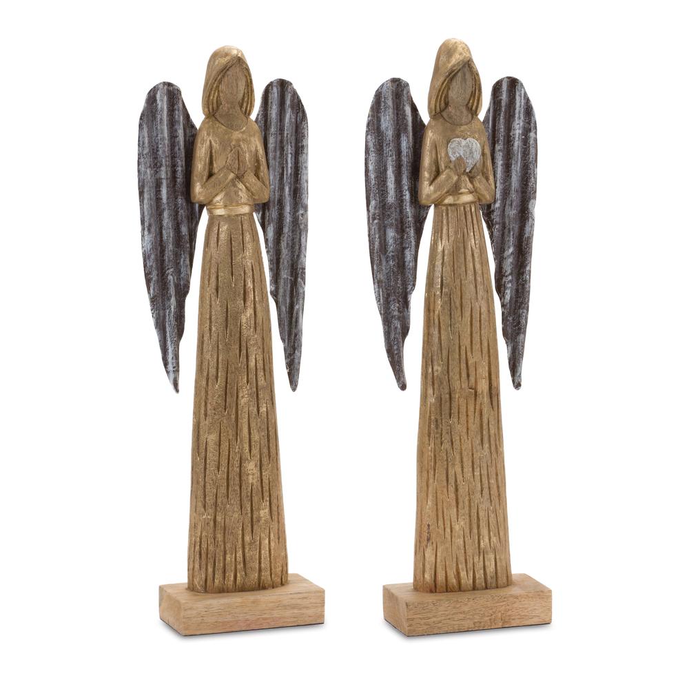 Angel (Set of 2) 22.75"H Wood/Iron. Picture 1