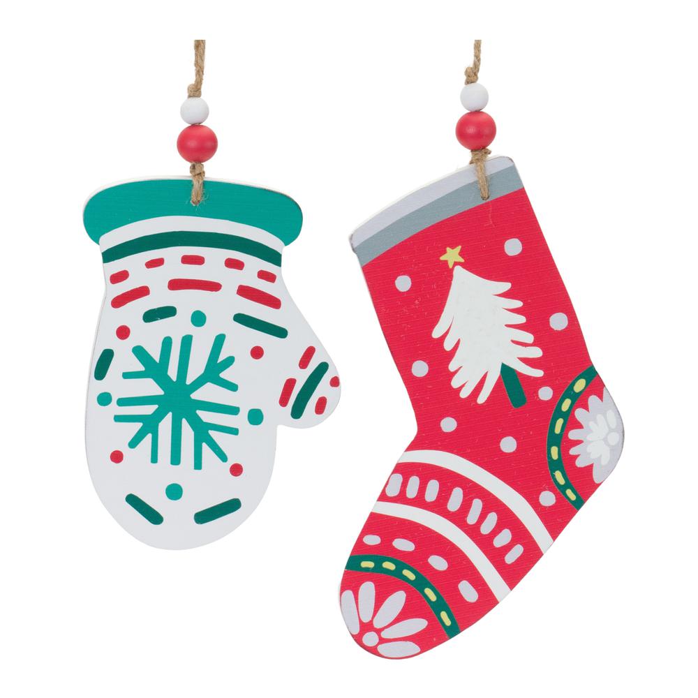 Mitten and Stocking Ornament (Set of 12) 7"H, 8"H MDF. Picture 1