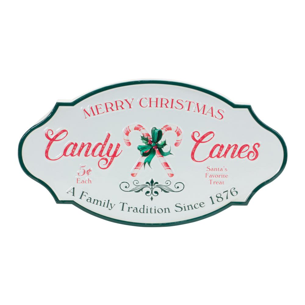 Candy Cane Sign 17.75"L x 9.75"H Metal. Picture 1