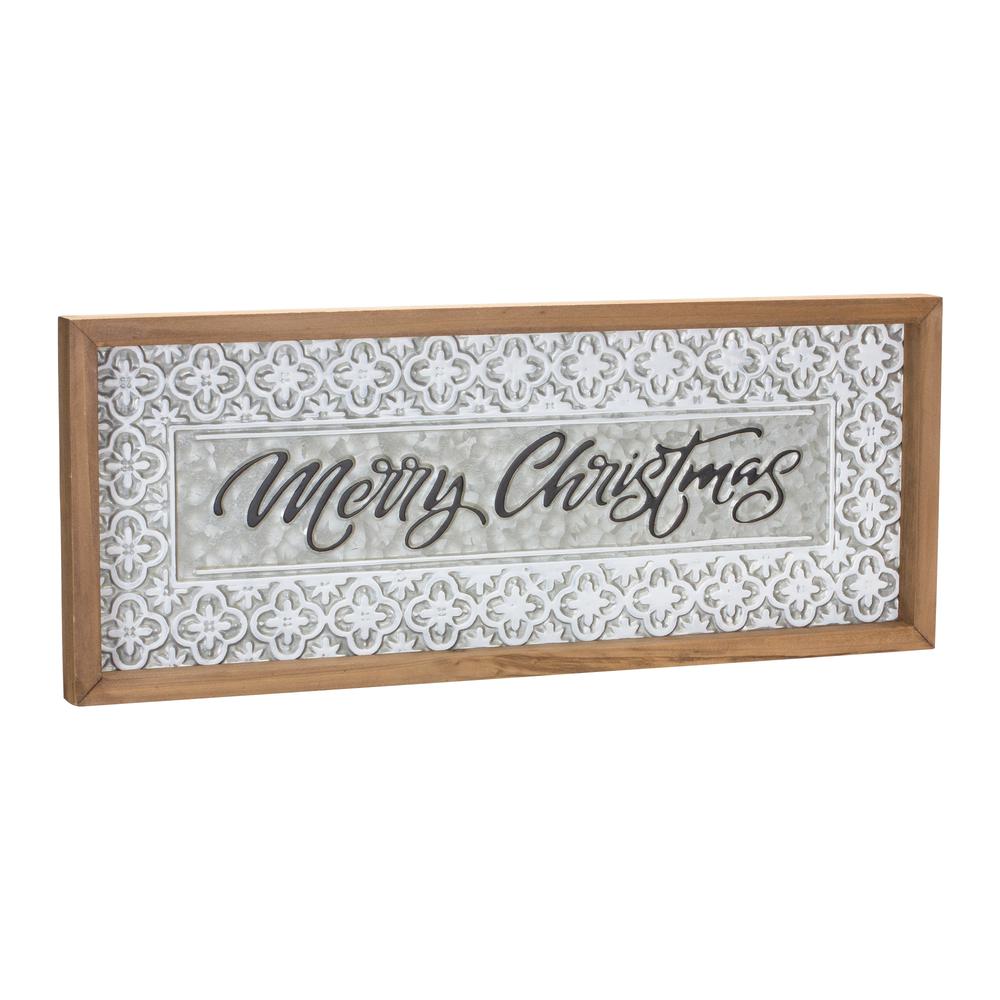 Merry Christmas Sign (Set of 2) 19.75"L x 8"H Metal/Wood. Picture 1
