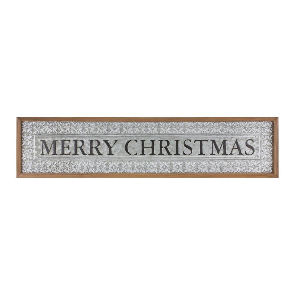Merry Christmas Sign 34"L x 8"H Metal/Wood. Picture 1