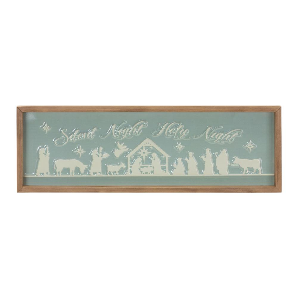 Silent Night, Holy Night Frame 20"L x 6.75"H Metal/Wood. Picture 1