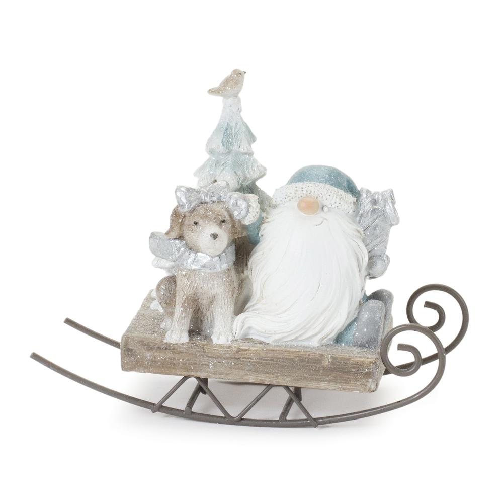 Santa on Sled (Set of 2) 5"H Resin. Picture 2