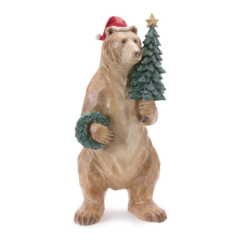 Bear w/Tree and Wreath 18.5"H Resin. Picture 1