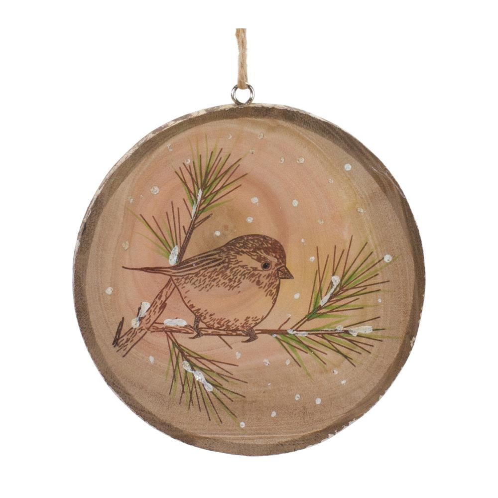 Bird Disc Ornament (Set of 12) 4"H Wood. Picture 2