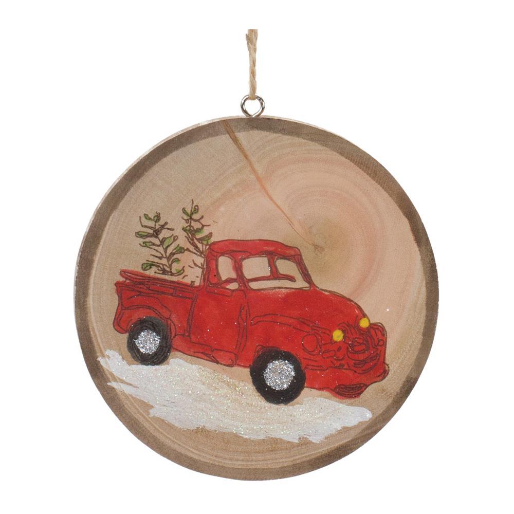 Tractor and Truck Disc Ornament (Set of 12) 4"H Wood. Picture 2