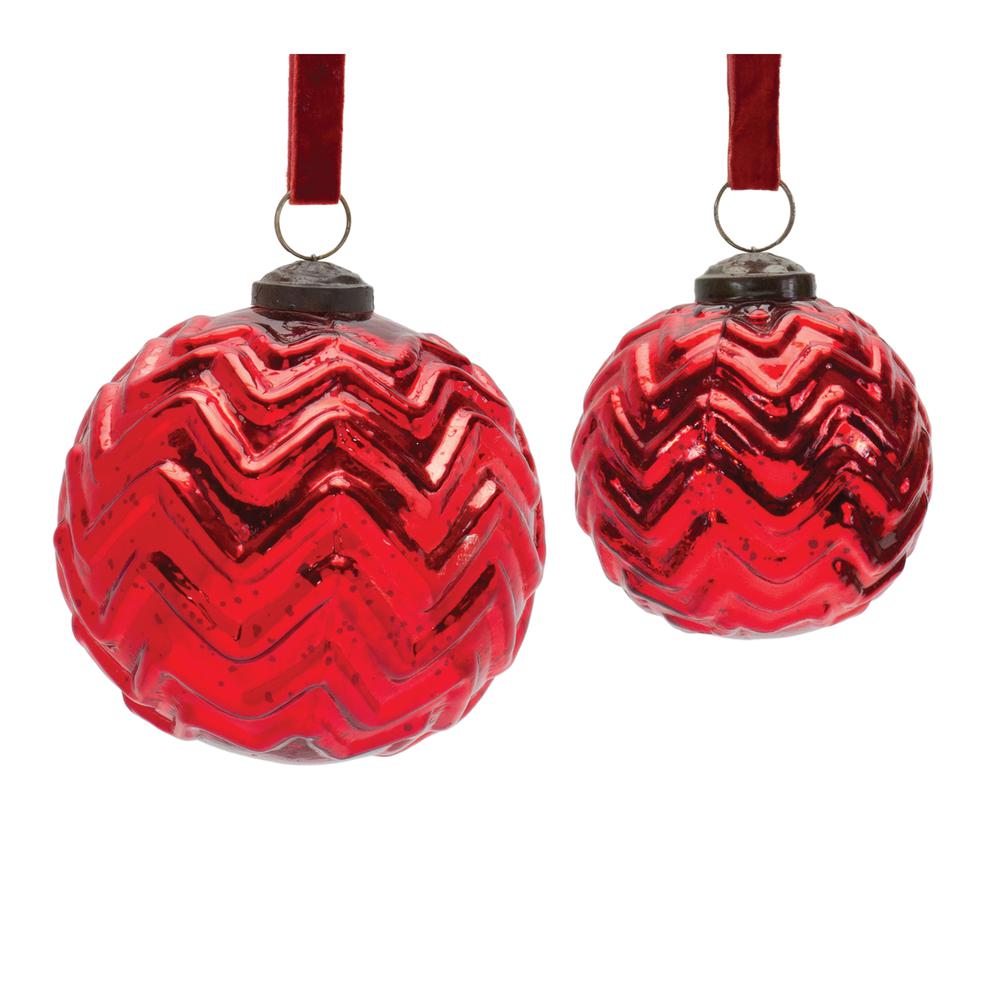 Ball Ornament (Set of 4) 3"D, 4"D Glass. Picture 1
