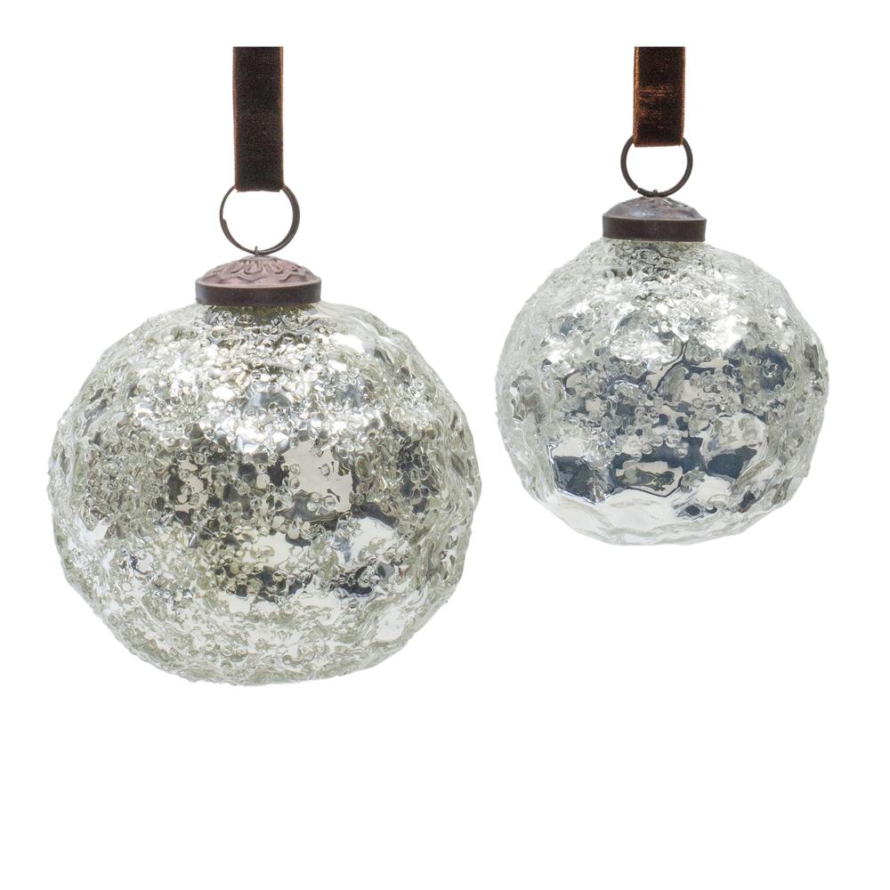 Ball Ornament (Set of 4) 3"D, 4"D Glass. Picture 1