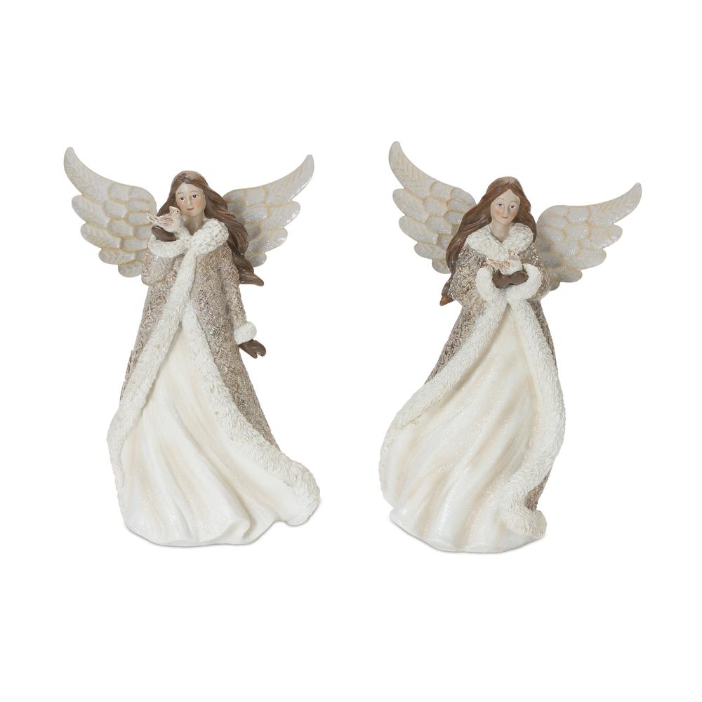 Angel w/Bird (Set of 2) 12"H Resin. Picture 1