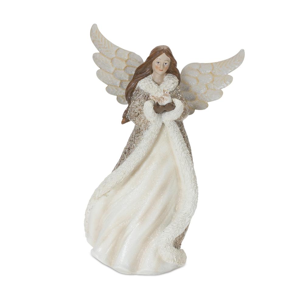 Angel w/Bird (Set of 2) 12"H Resin. Picture 3