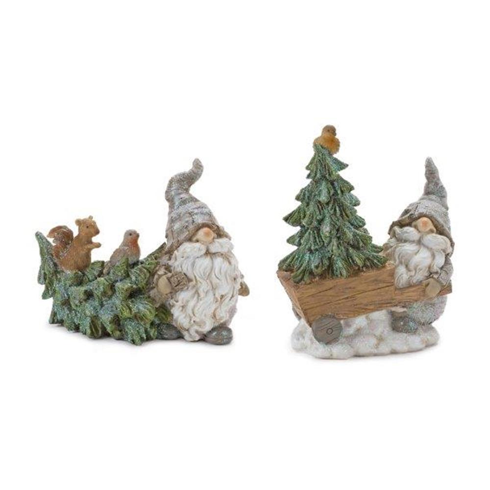Gnome (Set of 2) 5.75"L x 4.5"H, 5.5"L x 6.75"H Resin. Picture 1