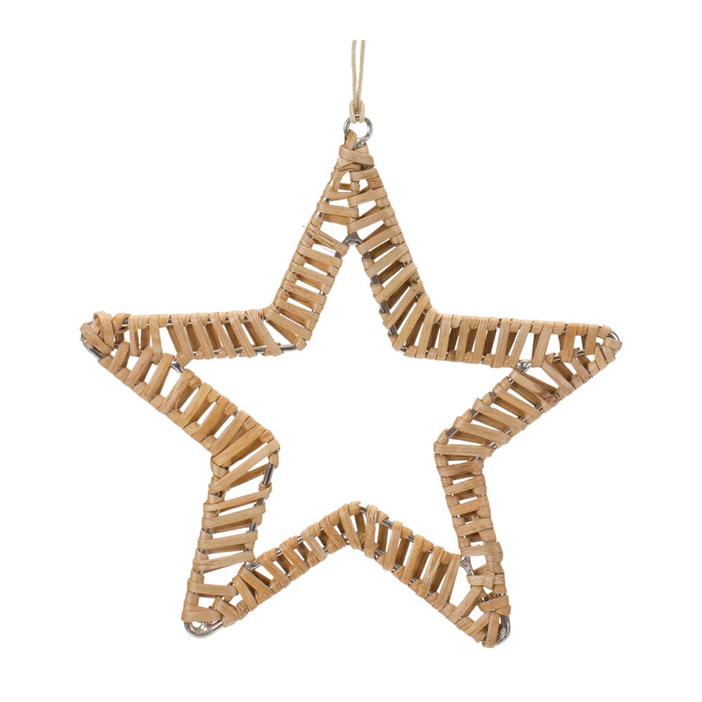 Star and Tree Ornament (Set of 12) 6"H Iron/Rattan. Picture 2