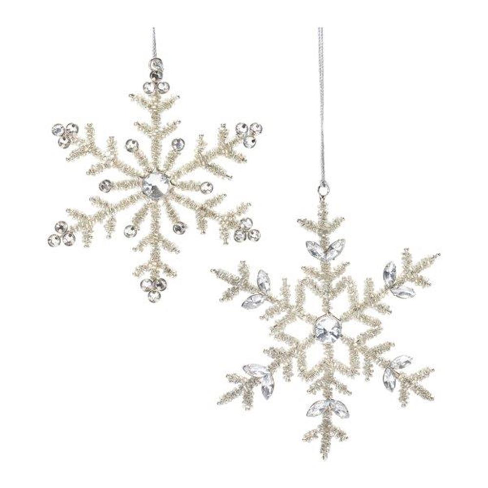 Snowflake Ornament (Set of 12) 5.25"H, 6"H Iron/Glass. Picture 1