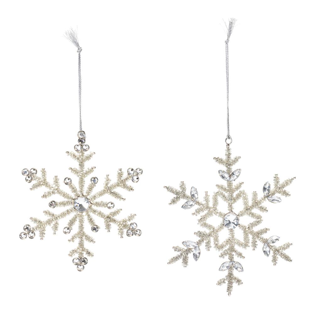 Snowflake Ornament (Set of 12) 5.25"H, 6"H Iron/Glass. Picture 2
