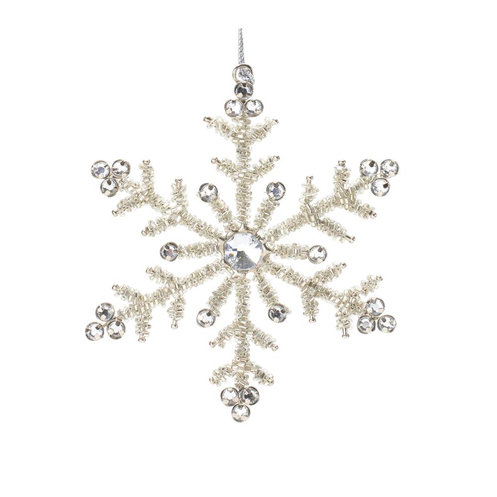 Snowflake Ornament (Set of 12) 5.25"H, 6"H Iron/Glass. Picture 3