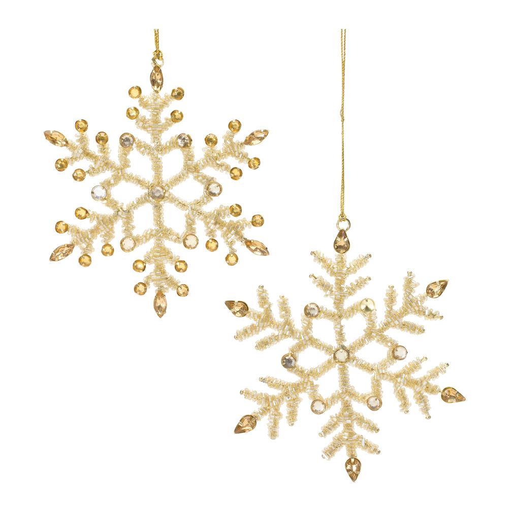 Snowflake Ornament (Set of 12) 5.5"H Iron/Glass. Picture 1