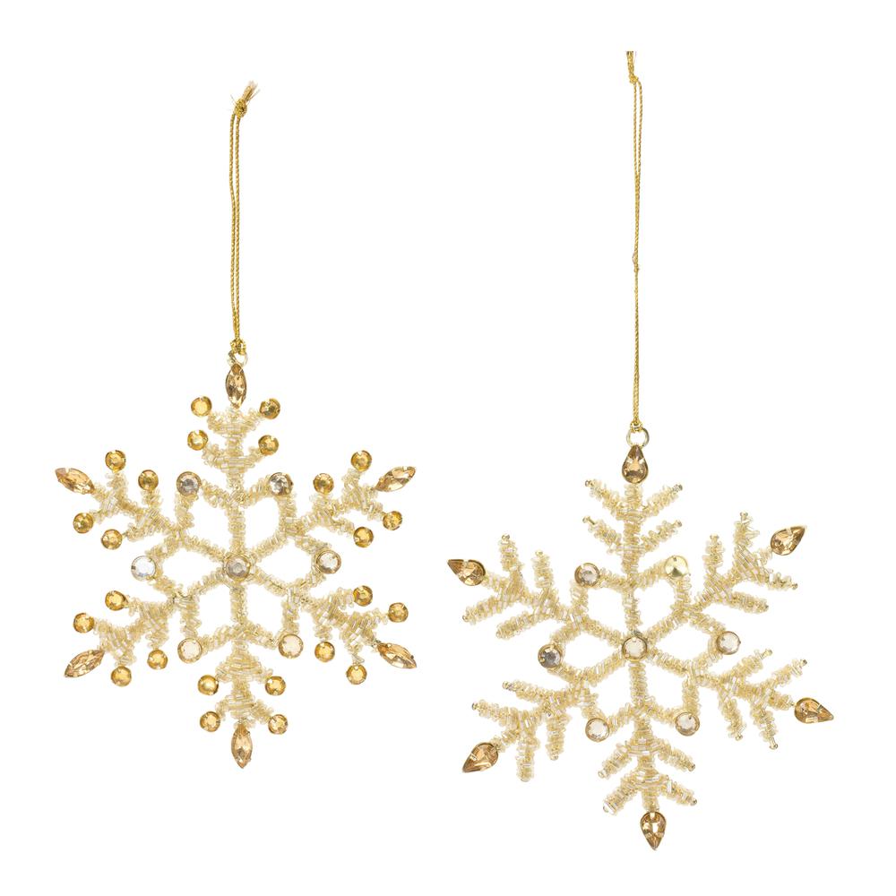 Snowflake Ornament (Set of 12) 5.5"H Iron/Glass. Picture 2